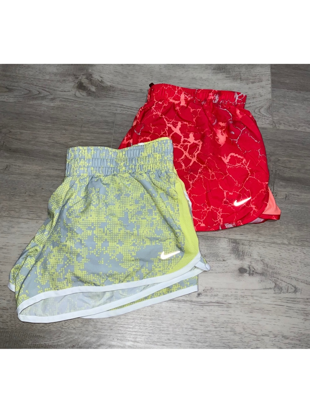 Nike Dri-FIT Women's Running Shorts - Red and Yellow Multi-Color, Medium